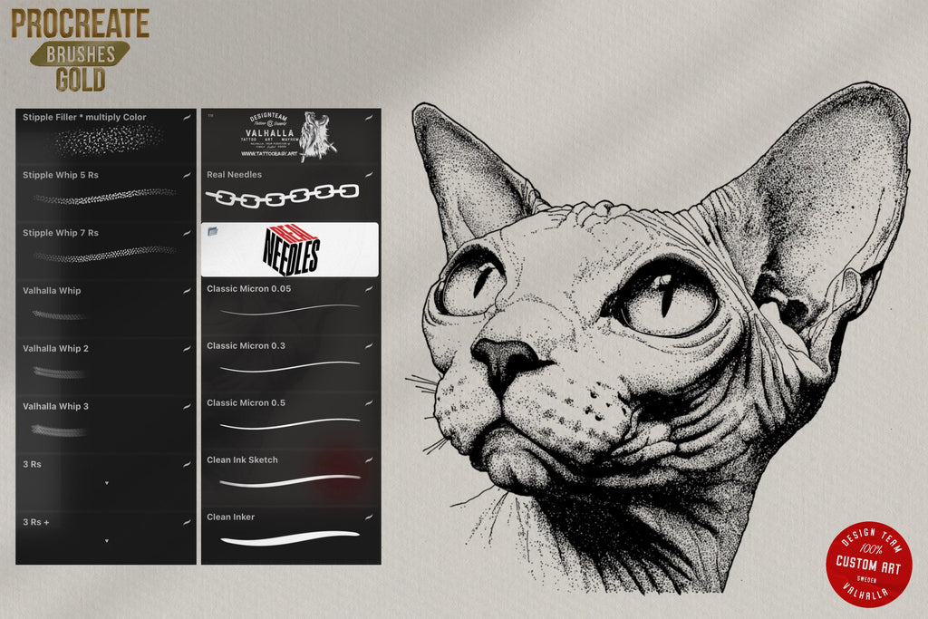 Procreate Tattoo Brushes: The Real Needles - 80+ Custom Brush Set