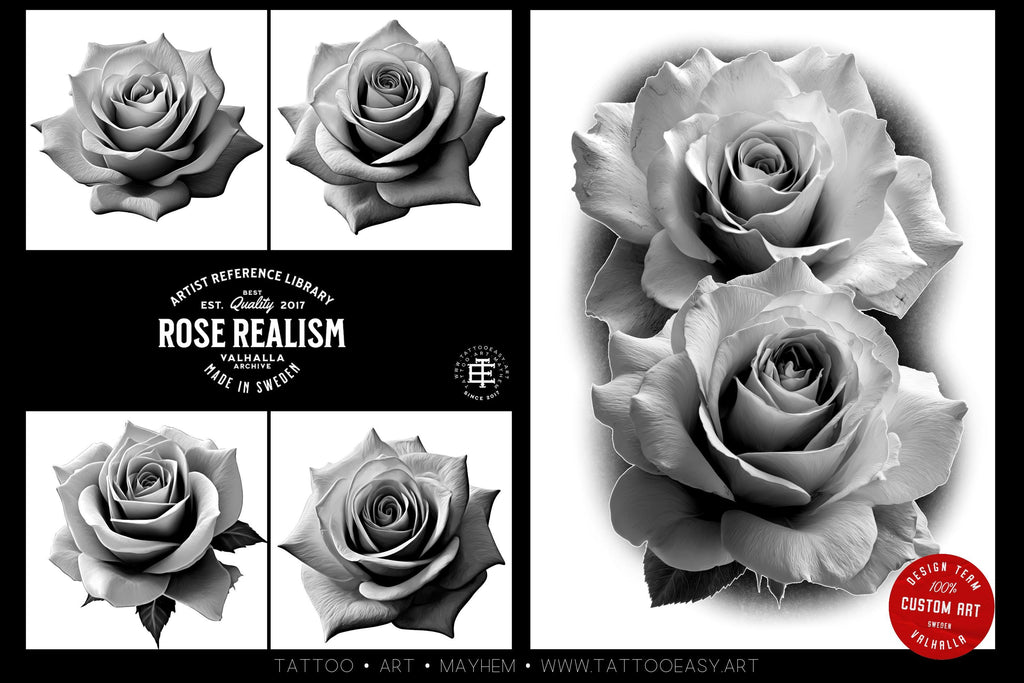 Rose Realism Procreate Stamps: 100+ Rose PNG Clipart, Artist Reference Library