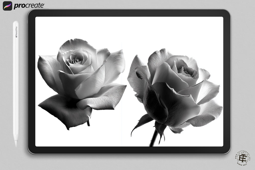 Rose Realism Procreate Stamps: 100+ Rose PNG Clipart, Artist Reference Library