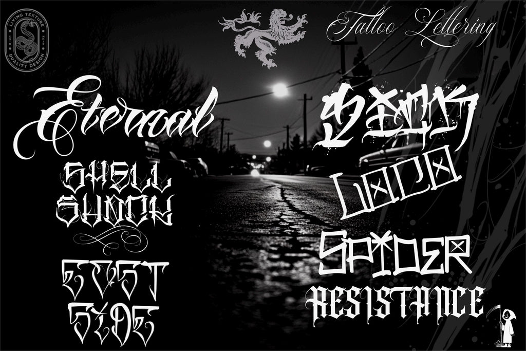 Tattoo Lettering made easy. XL ~ Tattoo fonts X ~ over 500 stamps!