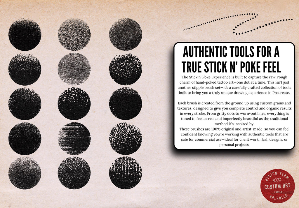 Procreate, stick n poke ~ 100% custom made brushes, designs, canvas & palettes