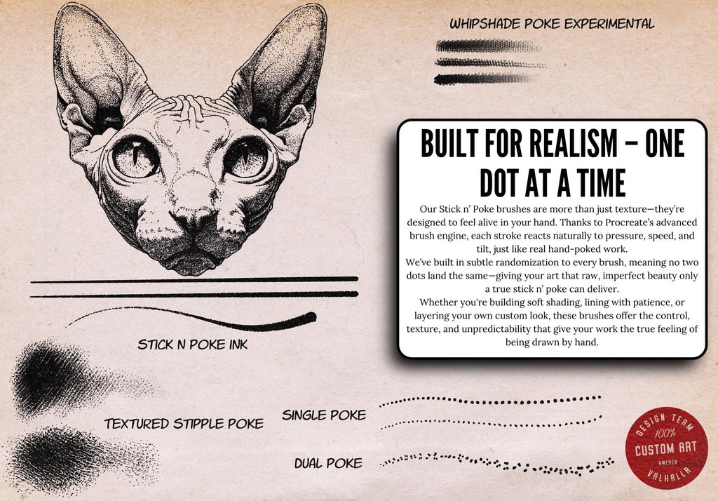 Procreate, stick n poke ~ 100% custom made brushes, designs, canvas & palettes