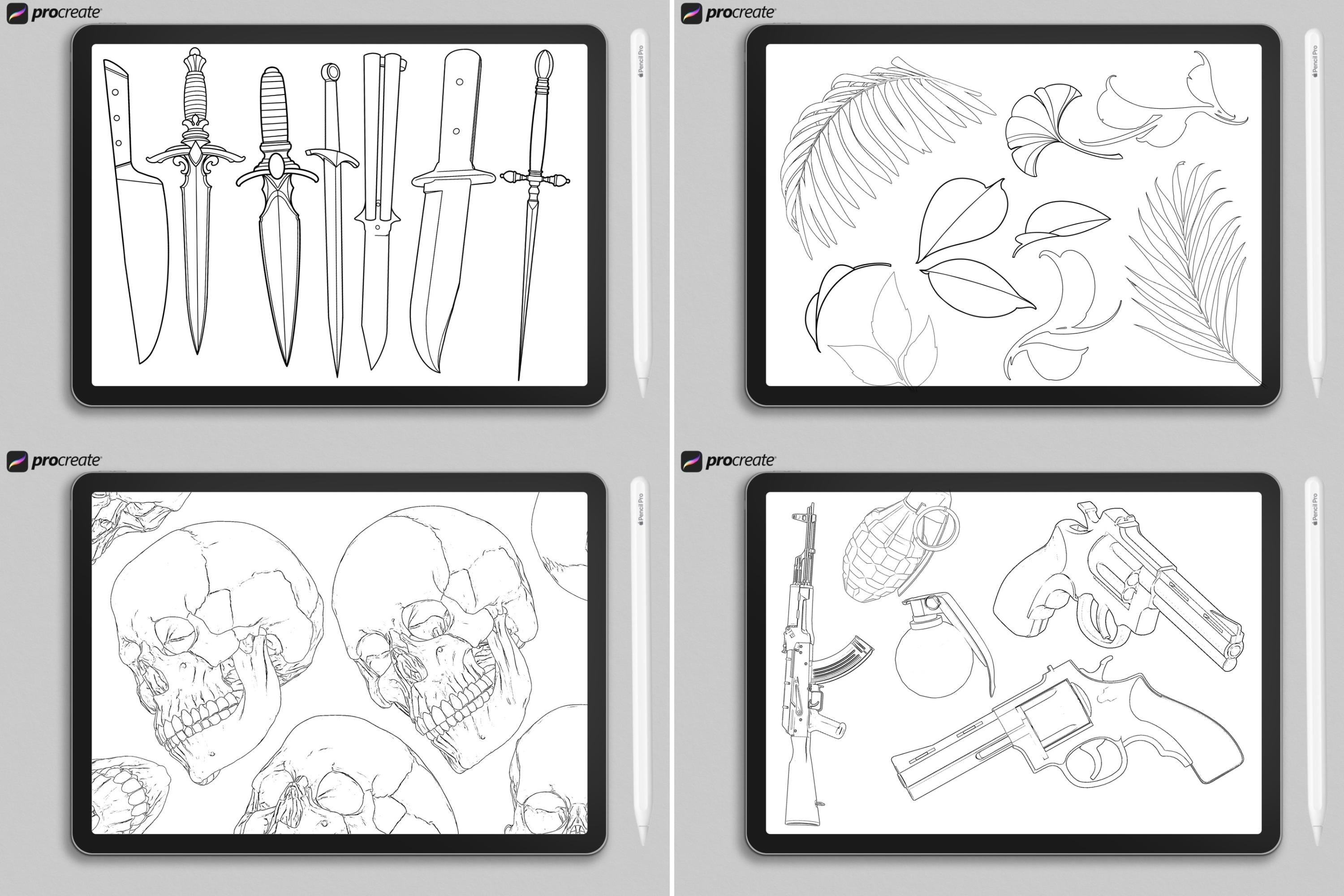 Procreate Tattoo Stamps Brush Set: 3000+ Artist Essentials - PNG & Brushes