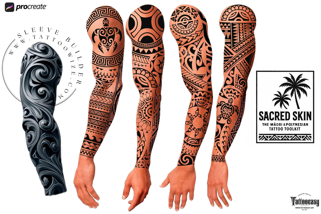 Procreate Tattoo Brushes: Polynesian & Maori Tribal Art Stamps + PNG Bundle