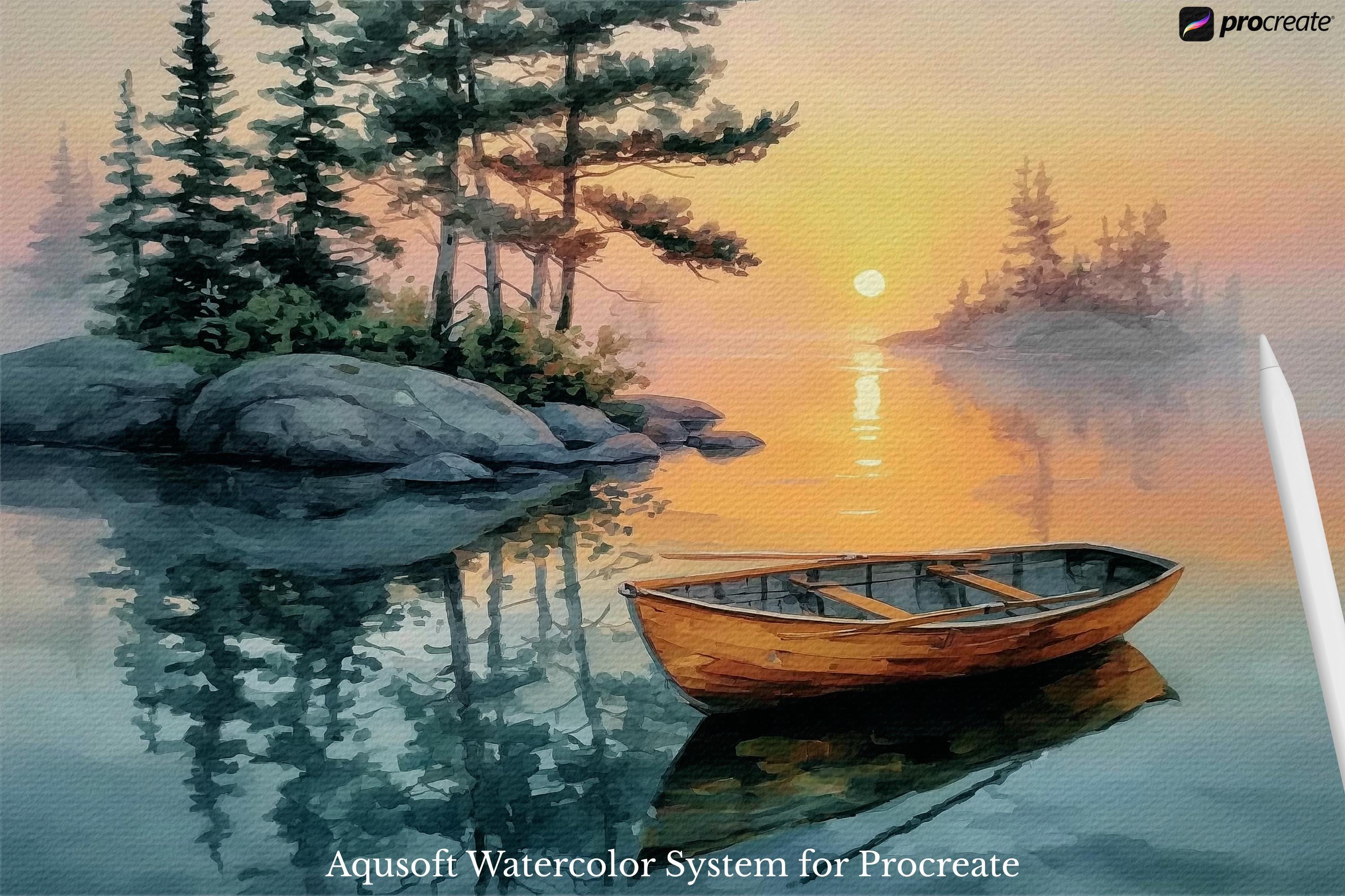 Procreate Watercolor Brush Set: AquaSoft + Studio, Realistic Canvas Textures Digital Download