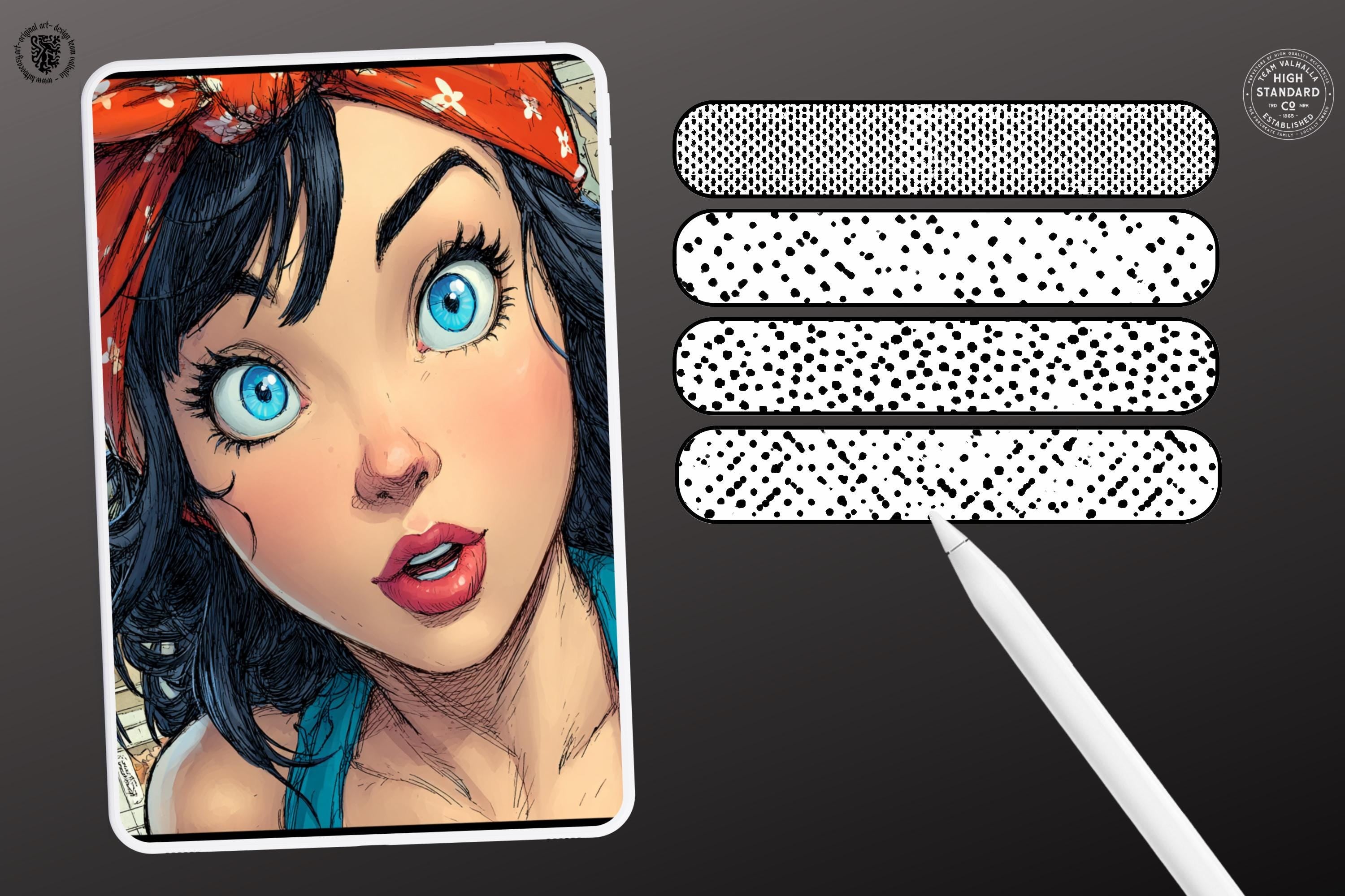 Procreate, 101 Halftones, unique halftone textured brush bundle for Procreate, 100% custom work