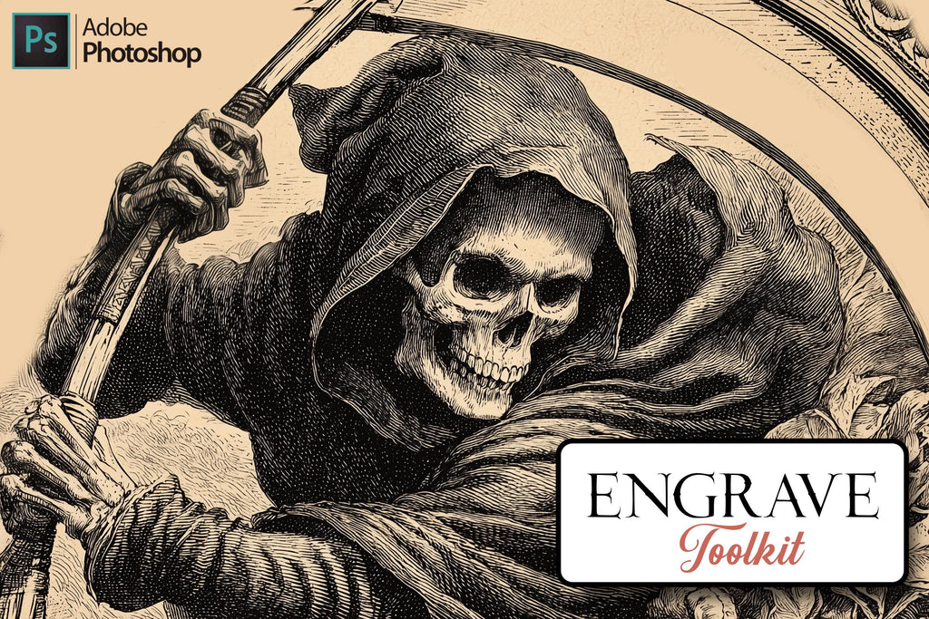 Engraving Photoshop Brushes: 100+ Custom Textures Bundle