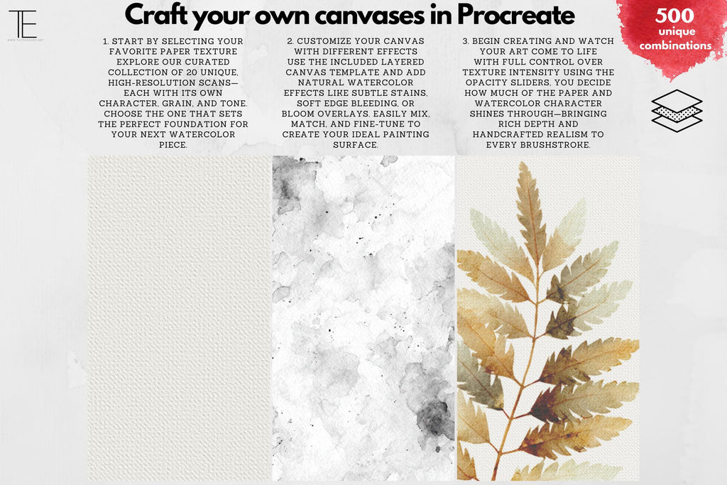 Procreate Watercolor Brush Set: AquaSoft + Studio, Realistic Canvas Textures Digital Download