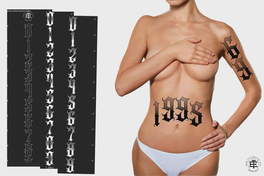 Tattoo Number Design Kit: Procreate Stamps, Brushes & Flash Art (PNG, SVG, EPS Designs)