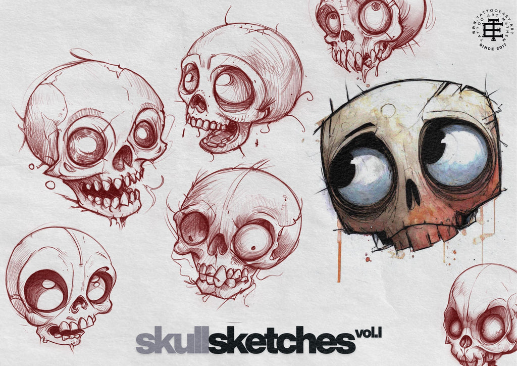 Skull Sketchbook: 500+ Procreate Stamps, Tattoo Art Reference (Digital Download)