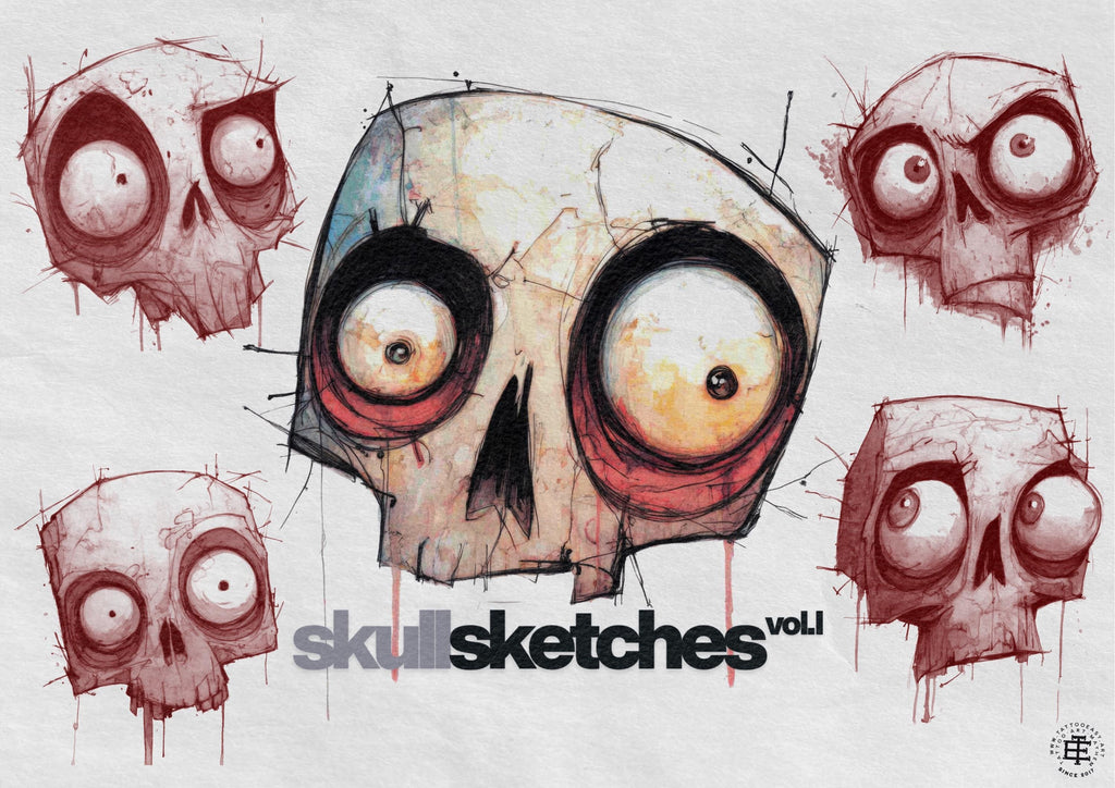Skull Sketchbook: 500+ Procreate Stamps, Tattoo Art Reference (Digital Download)
