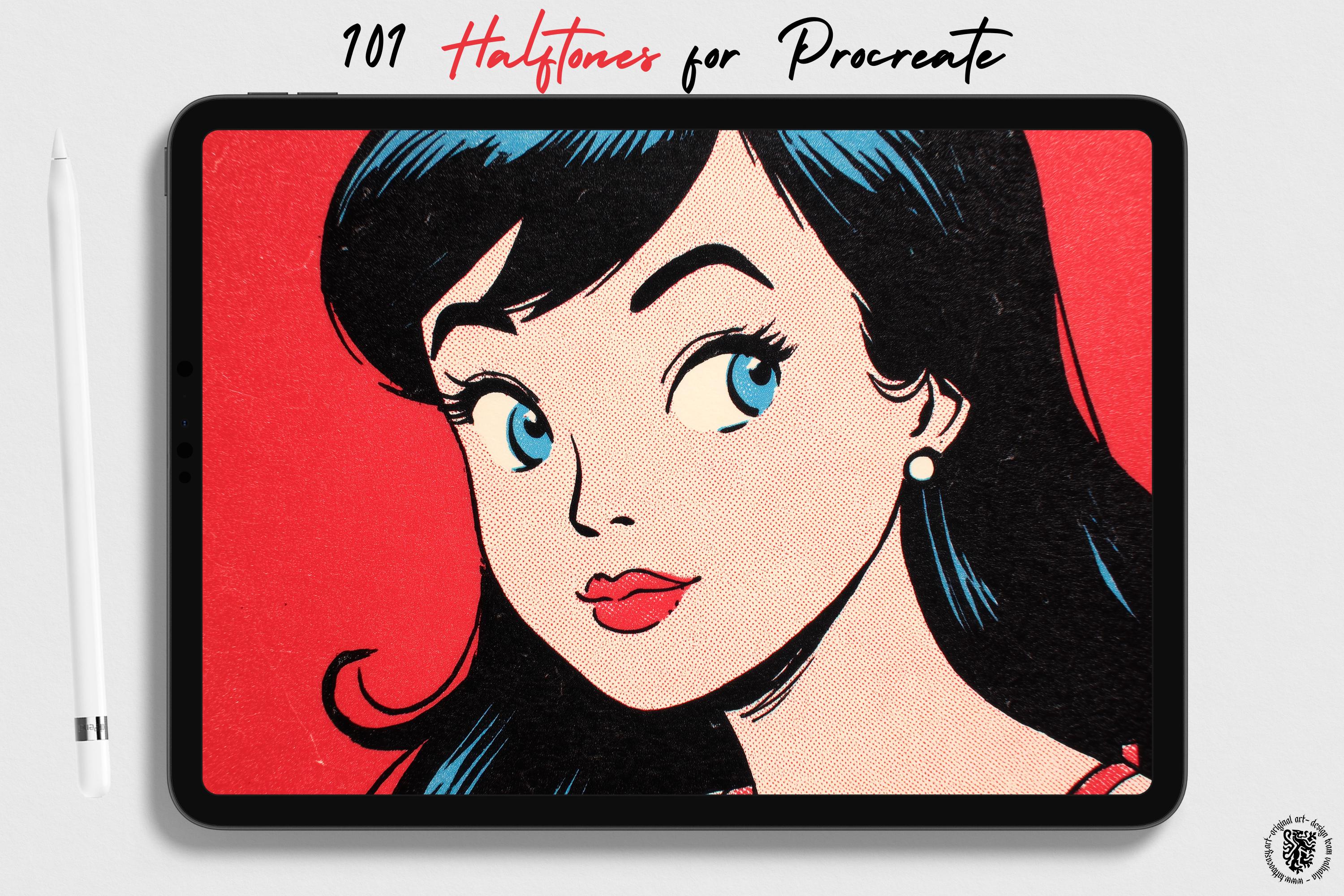 Procreate, 101 Halftones, unique halftone textured brush bundle for Procreate, 100% custom work