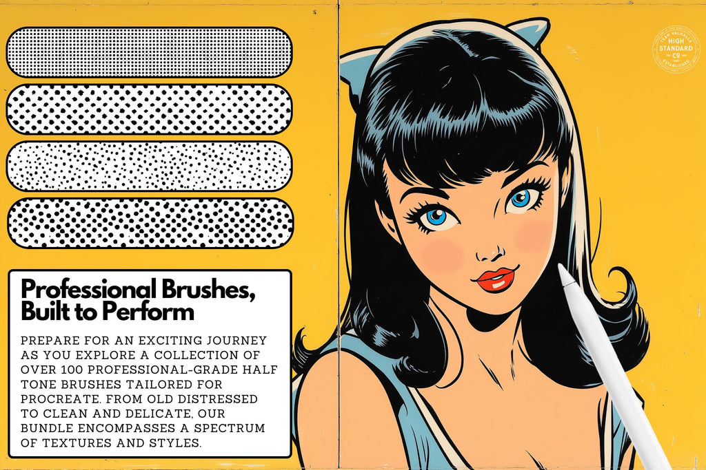 Procreate, 101 Halftones, unique halftone textured brush bundle for Procreate, 100% custom work