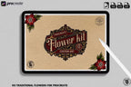 Traditional Tattoo Flower Procreate Stamps: Vintage Flash Art Designs (PNG, SVG, EPS)