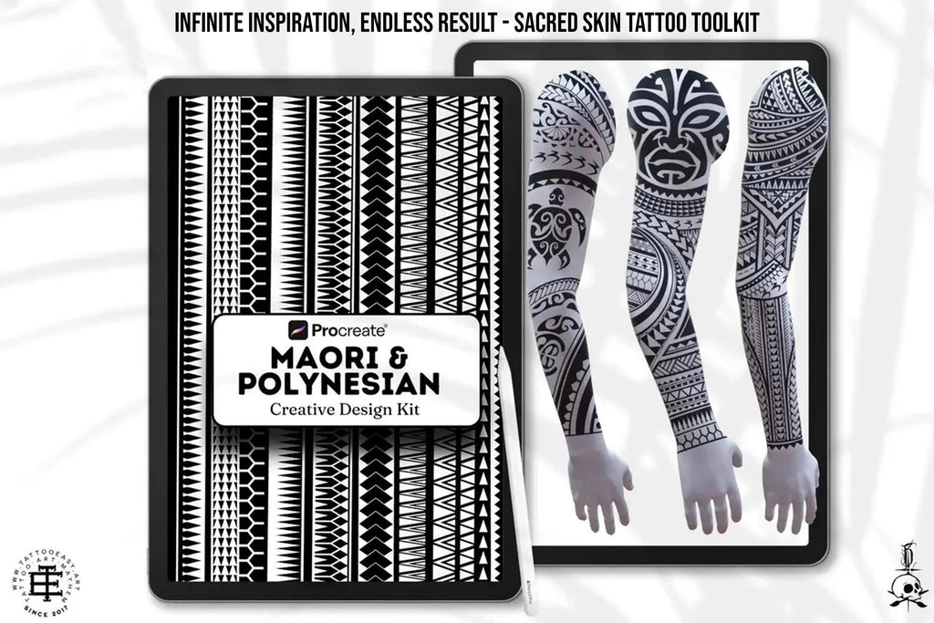Procreate Tattoo Brushes: Polynesian & Maori Tribal Art Stamps + PNG Bundle