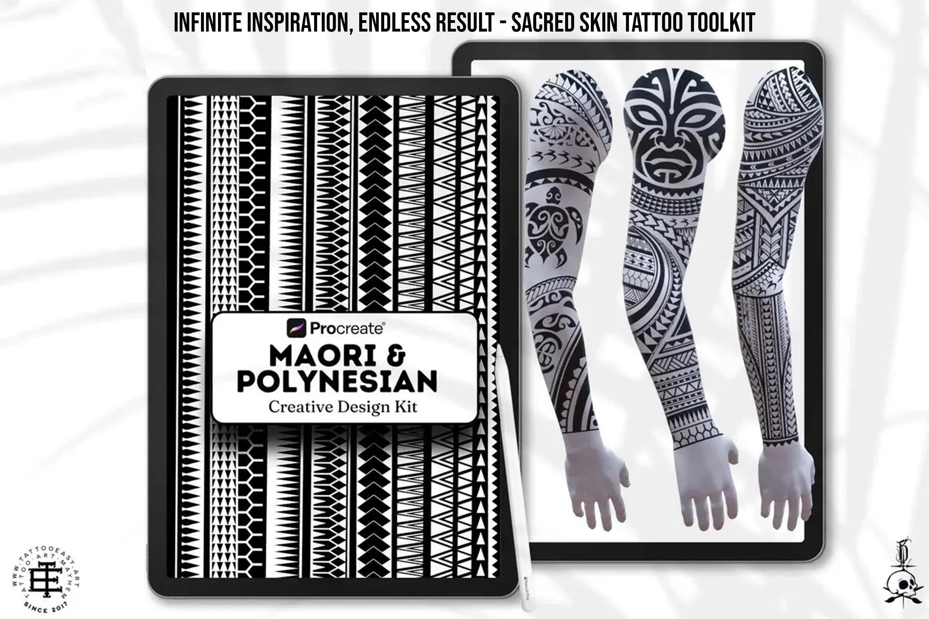 Procreate Tattoo Brushes: Polynesian & Maori Tribal Art Stamps + PNG Bundle