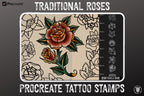 Traditional Roses Tattoo Stencils 100+ files: Procreate & PNG SVG EPS