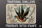 Tattoo references, 100 files | Traditional Swallows Flash Art (Digital Download) Procreate, PNG | SVG | EPS