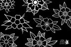 Traditional Tattoo Flowers 120 files – Procreate Stamps | Old School Flower Clipart – PNG, SVG, EPS