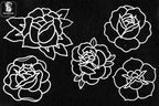 Traditional Roses Tattoo Stencils 100+ files: Procreate & PNG SVG EPS