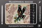 Traditional Tattoo Eagles 100 files, Procreate Stamps, SVG, PNG, EPS