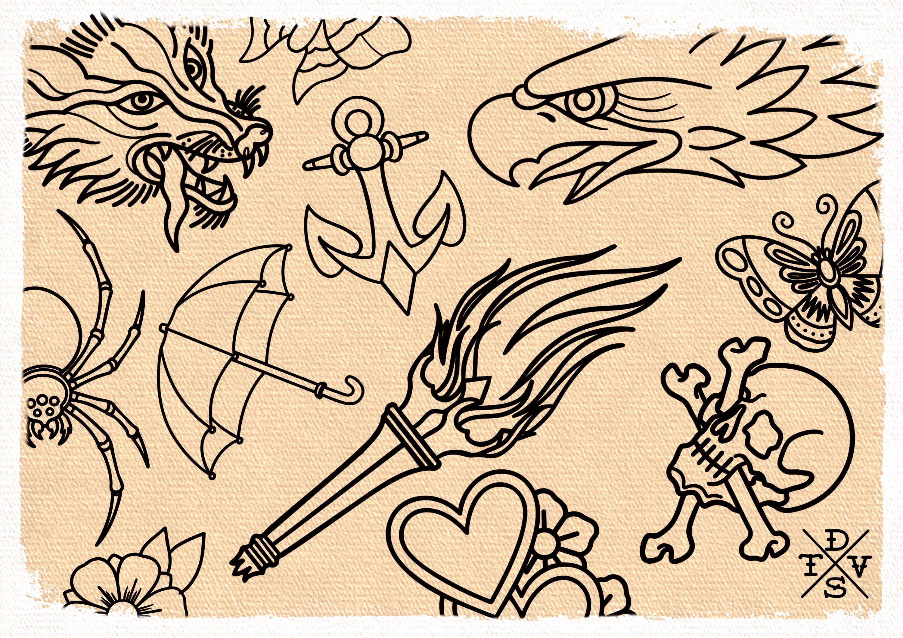 The Traditional Tattoo Artist 2 - 1000+ files, PNG, SVG & EPS Procreate/Photoshop Stencils