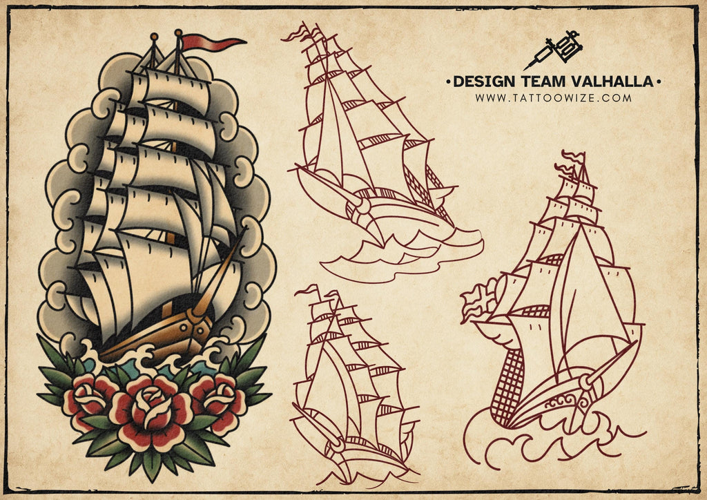 Traditional Tattoo Stencils - 100 files | Procreate Stamp Brushes PNG EPS SVG