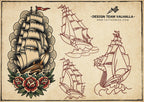 Traditional Tattoo Stencils - 100 files | Procreate Stamp Brushes PNG EPS SVG
