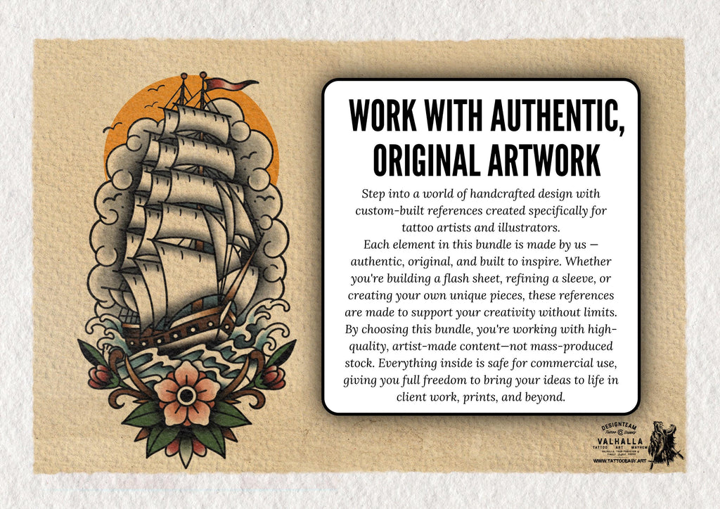 Traditional Tattoo Stencils - 100 files | Procreate Stamp Brushes PNG EPS SVG
