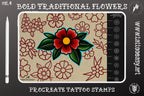 Bold Traditional Tattoo Flowers, Procreate Stamps, SVG, PNG, EPS