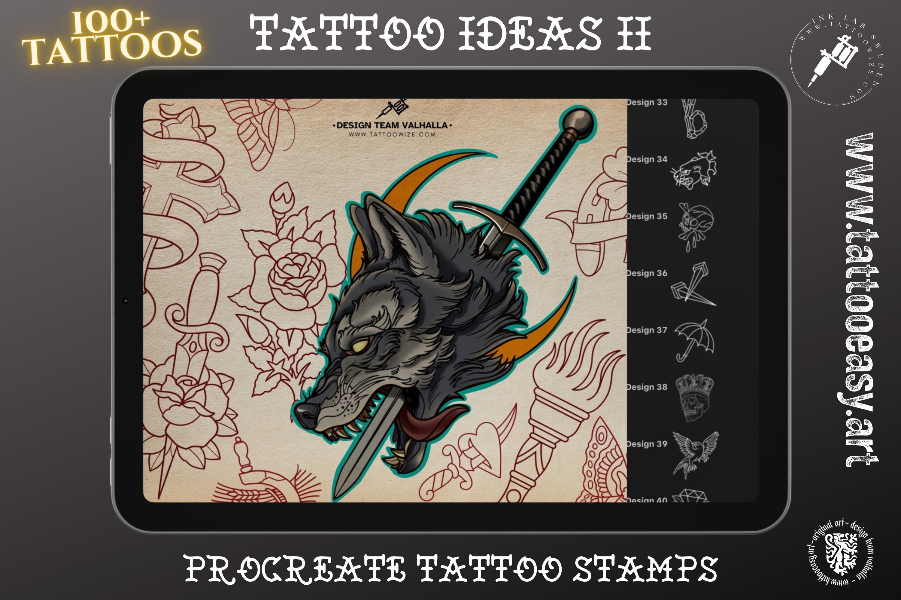 Procreate, Tattoo ideas vol.2 & vol.3 ~ 200+ custom designs