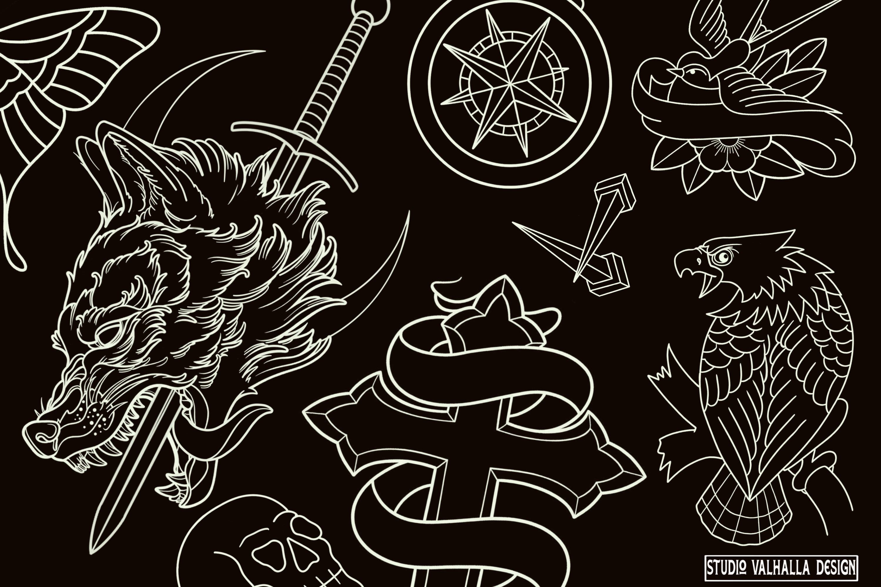 Procreate, Tattoo ideas vol.2 & vol.3 ~ 200+ custom designs