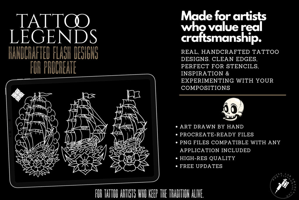 Traditional Tattoo Flowers 120 files – Procreate Stamps | Old School Flower Clipart – PNG, SVG, EPS
