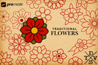 Traditional Flowers | 65 flowers – Procreate Stamps | Old School