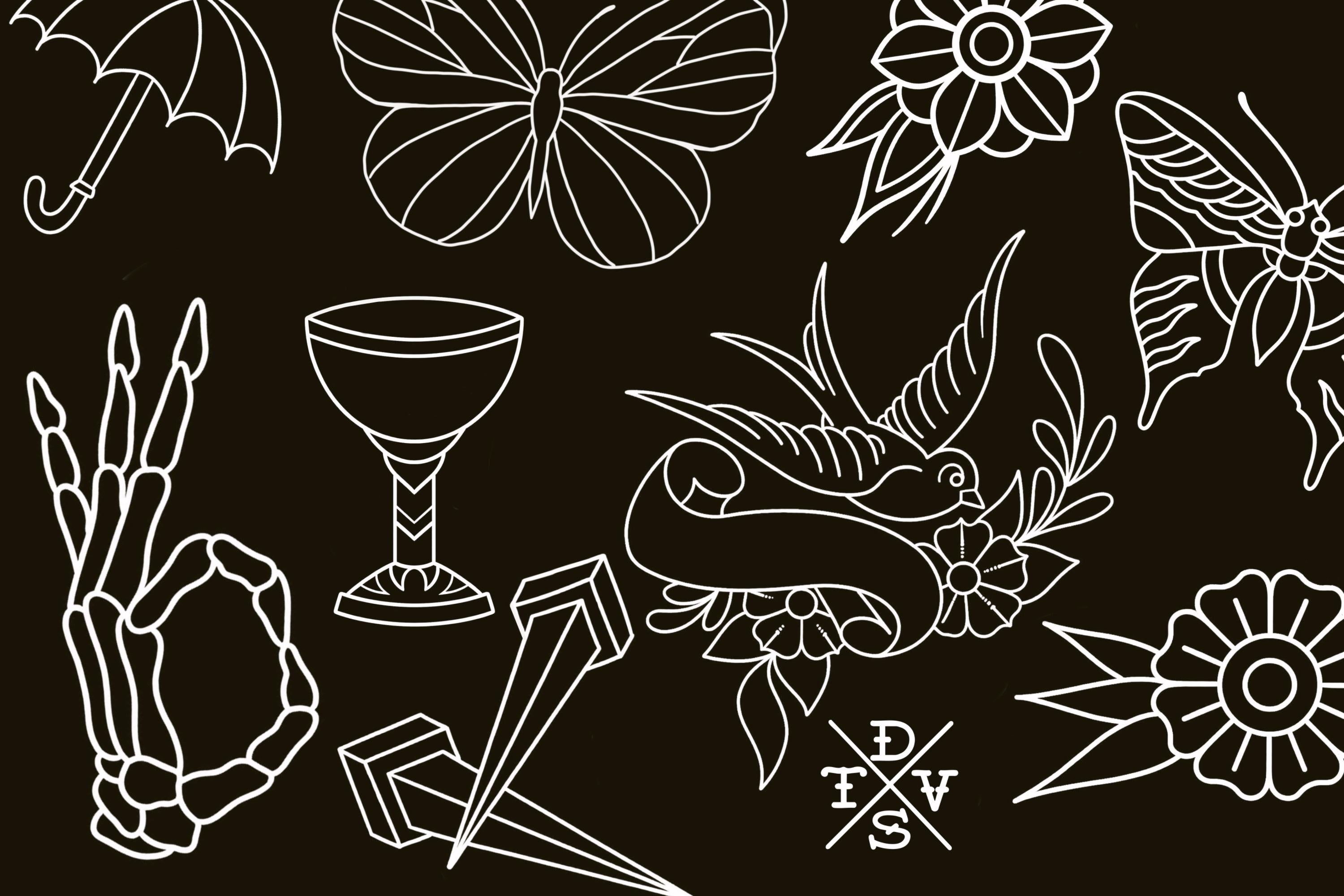 Procreate, Tattoo ideas vol.2 & vol.3 ~ 200+ custom designs