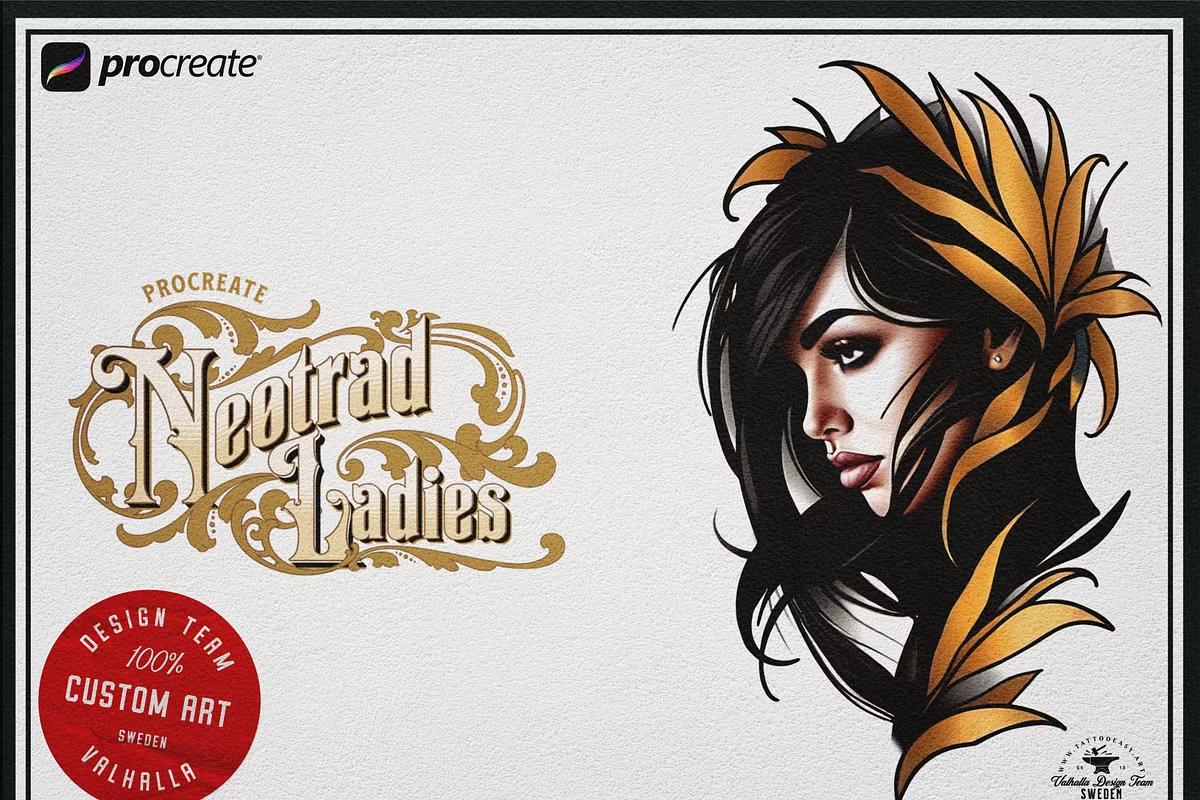 Neo-Traditional Tattoo References, Procreate Stamps & Flash Art, Procreate/Photoshop 300+