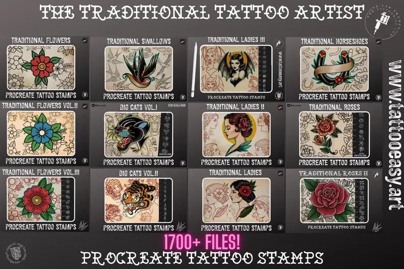 The Traditional Tattoo Artist Ultimate, Procreate kit for artists XXL - The original bundle crafted by hand!