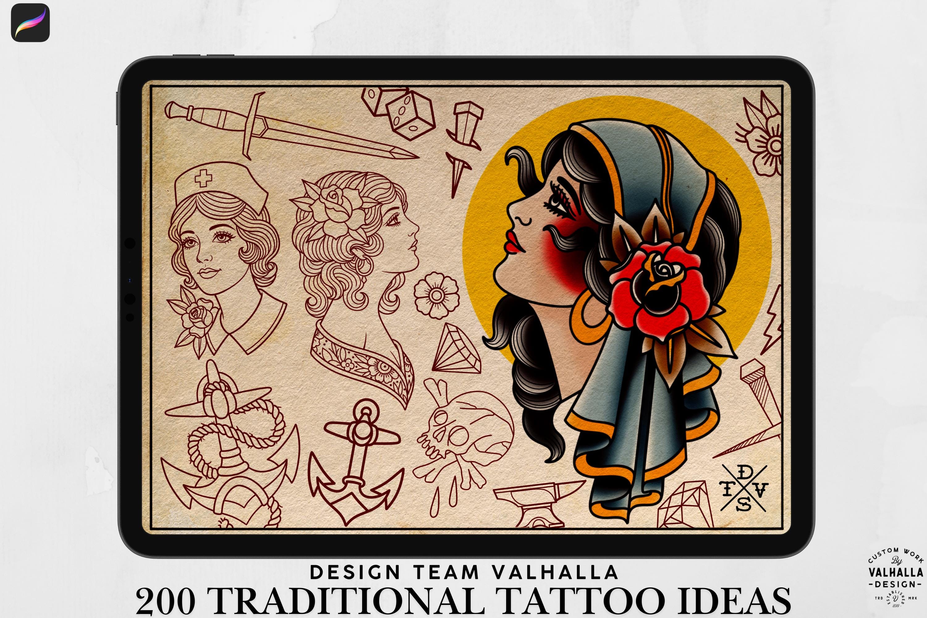 Procreate, Tattoo ideas vol.2 & vol.3 ~ 200+ custom designs