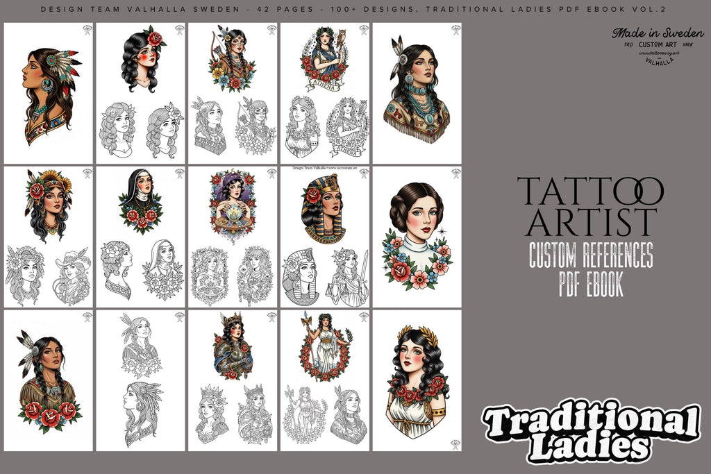 Traditional ladies, Pdf-Ebook, 100+ designs digital download, Design Team Valhalla Sweden