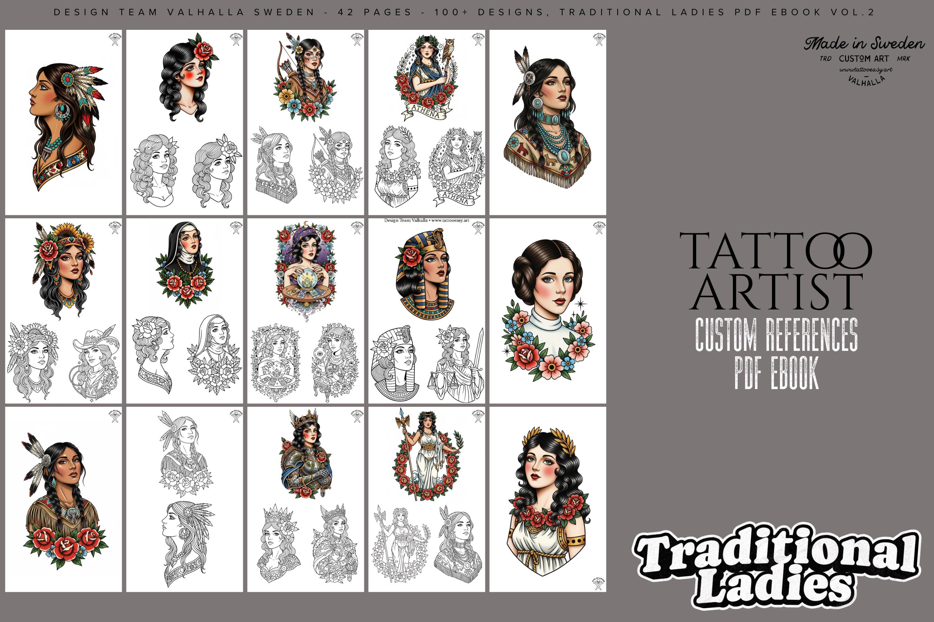 Traditional ladies, Pdf-Ebook, 100+ designs digital download, Design Team Valhalla Sweden