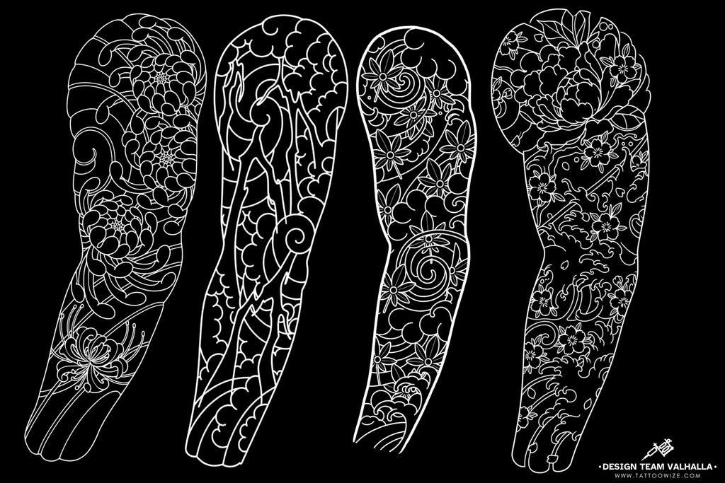 Procreate Japanese Traditional Tattoo Designs (Sleeves, flowers & Chest)
