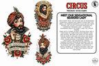 Procreate, png & PDF Tattoo Stamp Brushes, The Circus (100+ Designs) - (Digital Download)