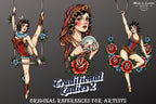 Procreate Tattoo Stamp Brushes, Traditional ladies vol.2 ~ 70 designs