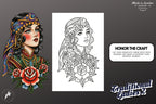 Procreate Tattoo Stamp Brushes, Traditional ladies vol.2 ~ 70 designs