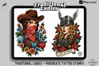 Procreate, Traditional Ladies vol.4 & vol.5 ~ 50+ custom designs made in Sweden - original art