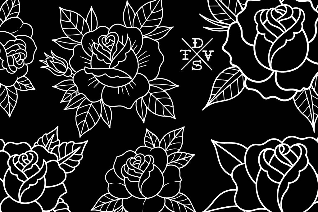 Traditional Tattoo Roses, 42 custom Procreate Stamps, artists reference library