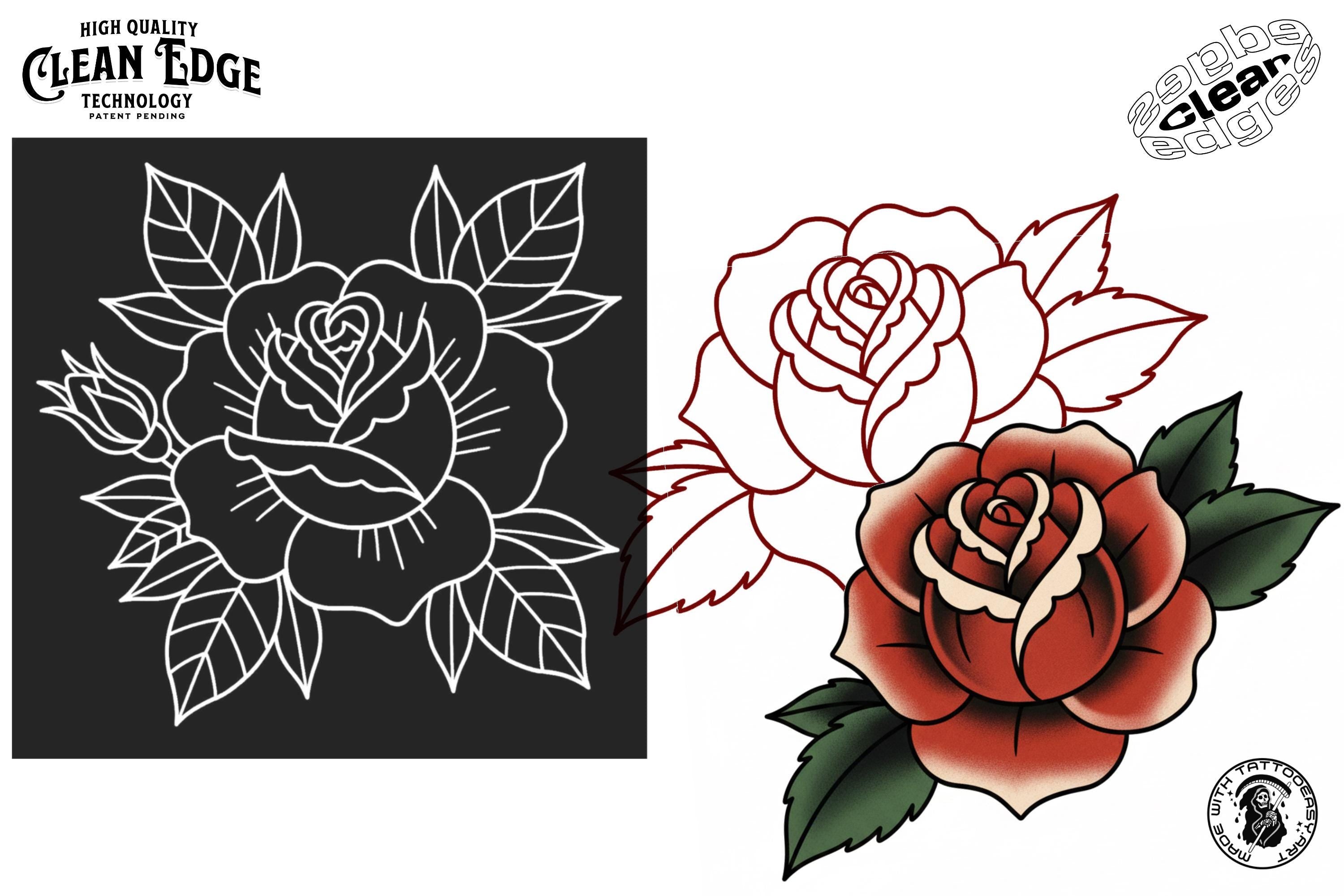 Traditional Tattoo Roses, 42 custom Procreate Stamps, artists reference library
