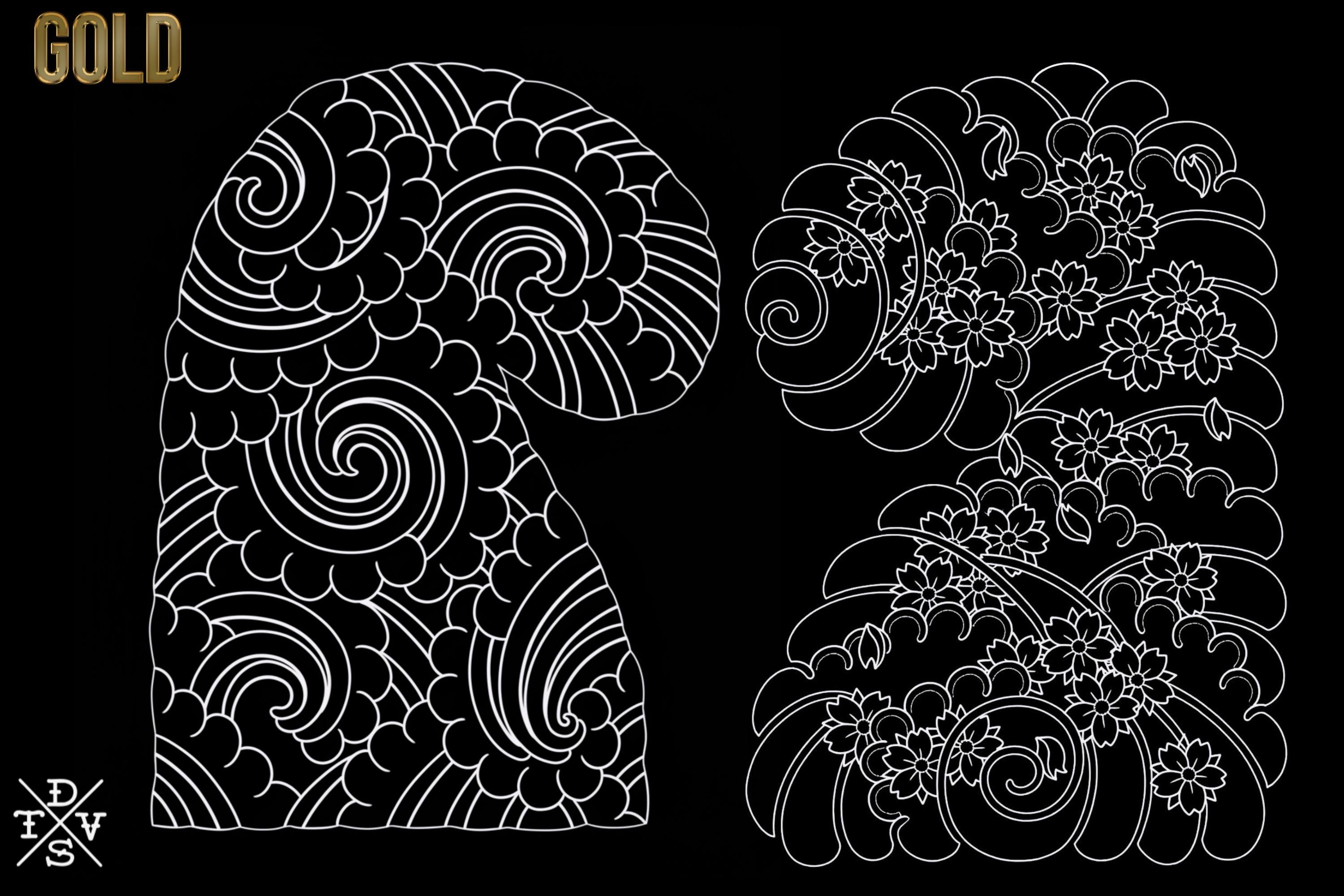 Procreate Japanese Traditional Tattoo Designs (Sleeves, flowers & Chest)