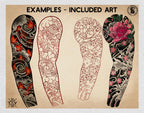 Procreate Japanese Traditional Tattoo Designs (Sleeves, flowers & Chest)