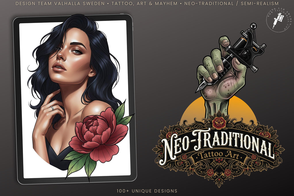 Neo-traditional Stencils vol.2 - custom art, (digital download) 100+ Procreate stamp brushes